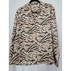 CLAUDIA RICHARD BUTTON FRONT LS‎ BLOUSE WOMENS SHIRT SZ 8